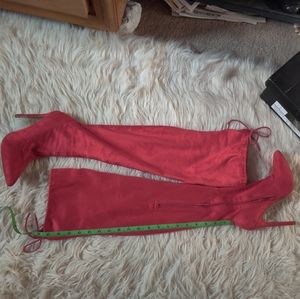 Fashion nova red over the knee boots